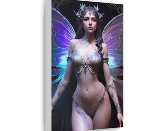 Fairy queen canvas, fantasy artwork, fairy art, fae queen, canvas wall art