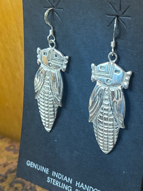 Very Rare Corn Cob Native American Navajo Sterling Silver Earrings Very Rare Corn Cob Native American Navajo Sterling Silver Earrings