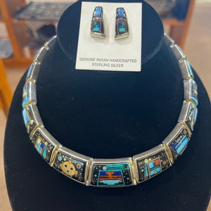 Calvin Begay Night sky inlay necklace set