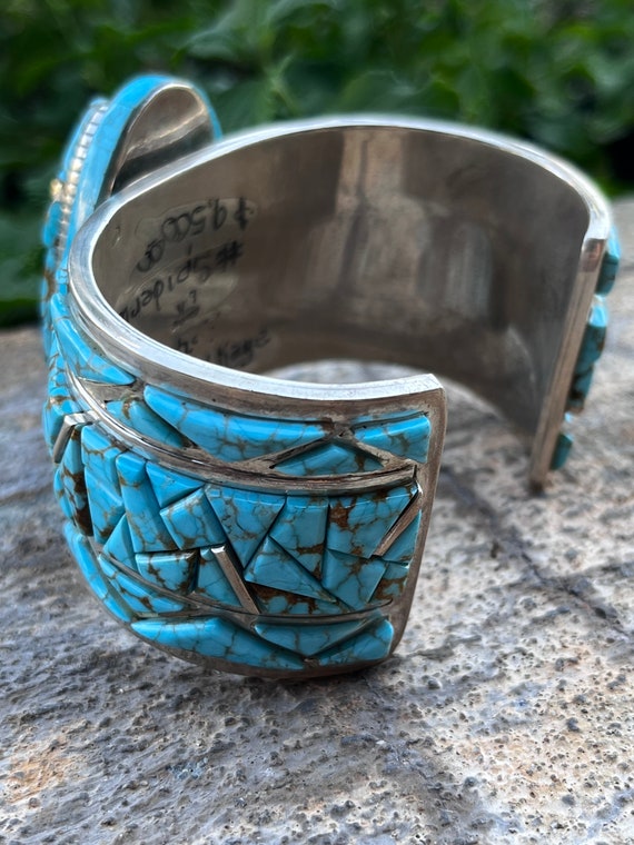 Best Larry Kay Vintage Native American Navajo Squared Turquoise Sterling Silver Bracelet Best Larry Kay Vintage Native American Navajo Squared Turquoise Sterling Silver Bracelet