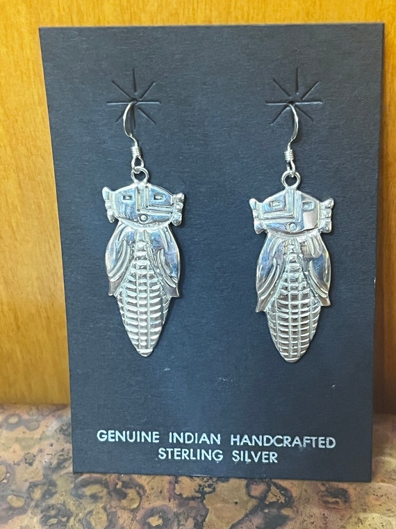 Very Rare Corn Cob Native American Navajo Sterling Silver Earrings Very Rare Corn Cob Native American Navajo Sterling Silver Earrings