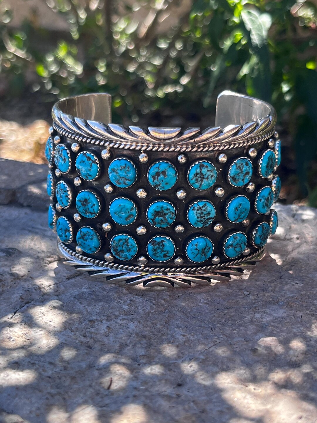 Native American Navajo, Handmade Sterling Silver Kingman Turquoise ...