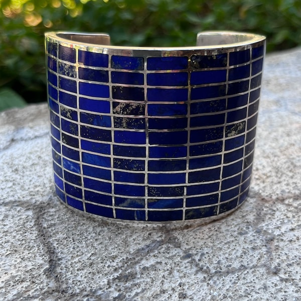 Federico Jiménez inlay Lapis cuff bracelet