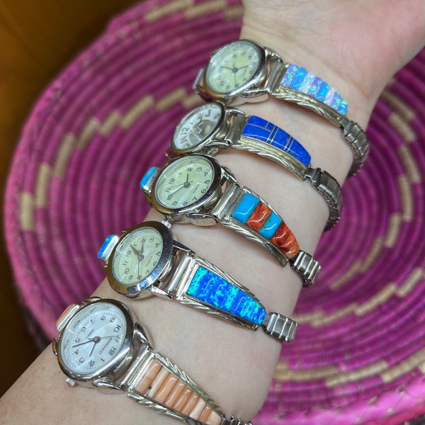 Native American Navajo handmade Cobblestone spiny oyster women’s watch a Bracelets