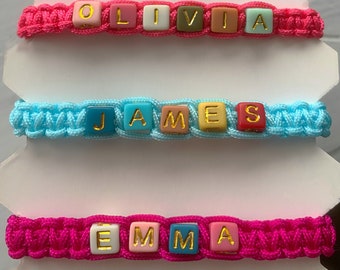 CUSTOM Name or Word Bracelet / Nylon Macrame Bracelet / Adjustable Unisex Bracelet