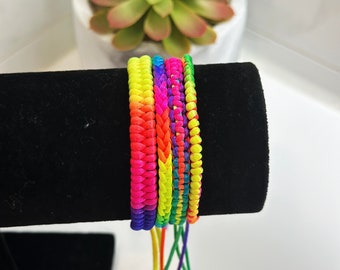 4-PACK Adjustable Multi Color Satin Macrame Bracelets /  Bracelets for Men and Women / Macrame Boho Bracelets / Friendship BFF Bracelets