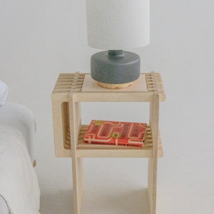 Scandinavian Minimalist Birch Bedside Table image 3