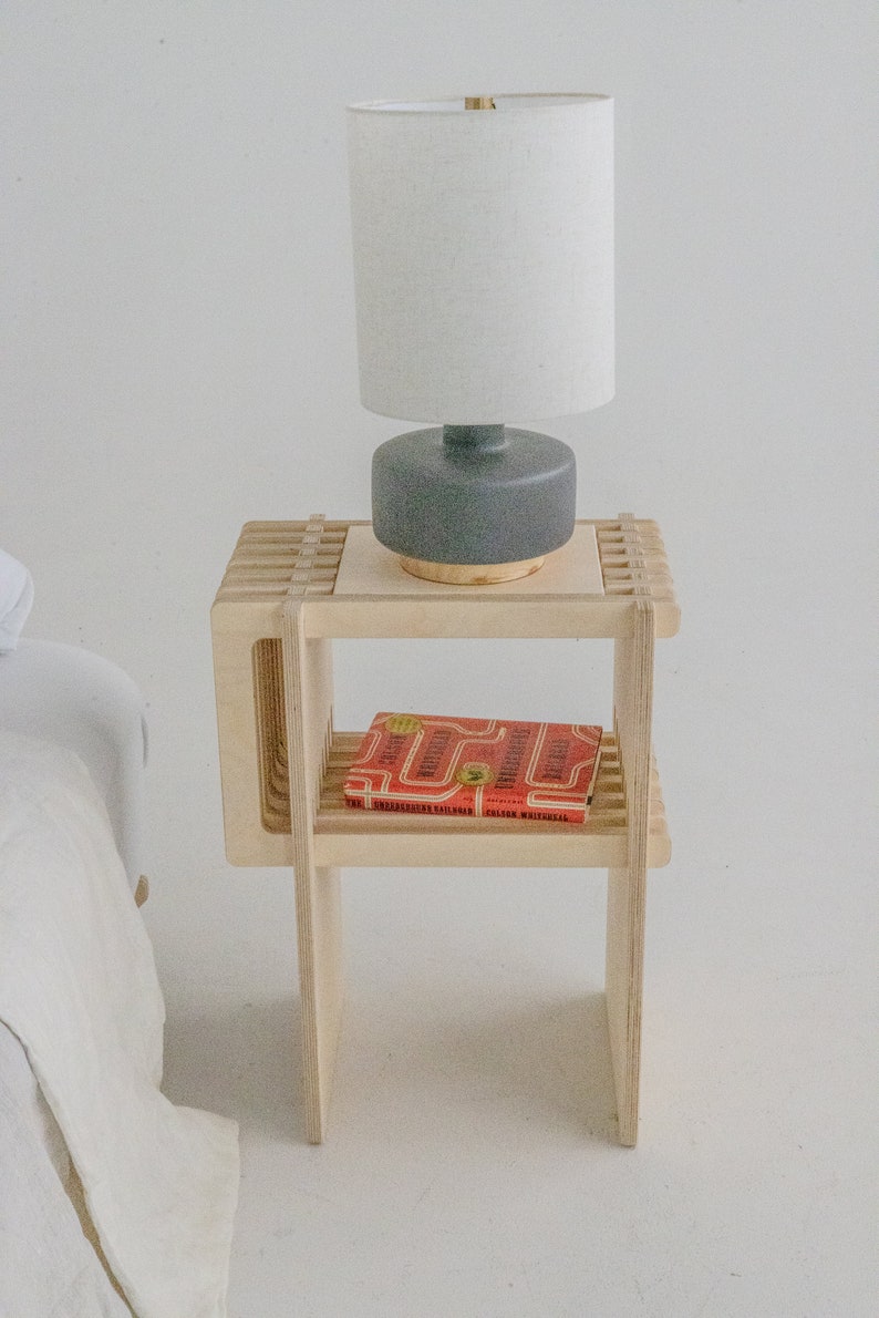 Scandinavian Minimalist Birch Bedside Table image 3