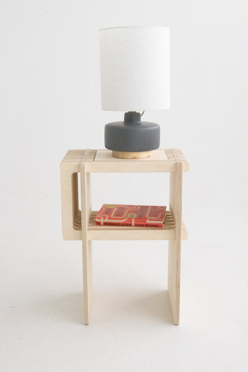 Scandinavian Minimalist Birch Bedside Table image 1