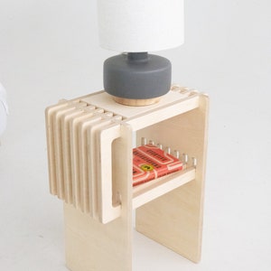 Scandinavian Minimalist Birch Bedside Table Solid Inlay