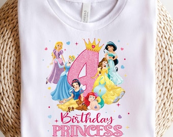 birthday shirt, girl disney shirt, disney tee,princess birthday, princess shirt, girl princess shirt, birthday girl, girl shirt, 4th bday