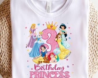 birthday shirt, girl disney shirt, disney tee,princess birthday, princess shirt, girl princess shirt, birthday girl, Disney Birthday Tee