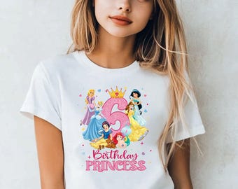 birthday shirt, girl disney shirt, disney tee,princess birthday, princess shirt, girl princess shirt, birthday girl, girl shirt, 6th bday