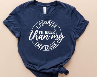 Funny Sarcastic Quote Tee: "I Promise I Am Nicer" Attitude Shirt
