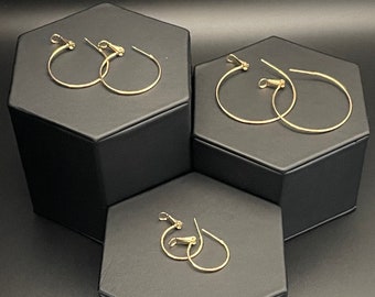14k Gold Hoop Earrings, Lightweight Thin Hoop Minimalist Everyday Earrings - 20mm, 30mm, 40mm Gold Hoops