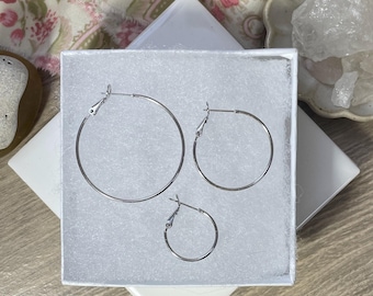 Minimalist Silver Hoop Earrings: Thin Lightweight Jewelry