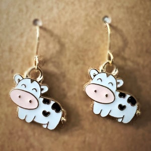 Cow Earrings Dangly Etsy