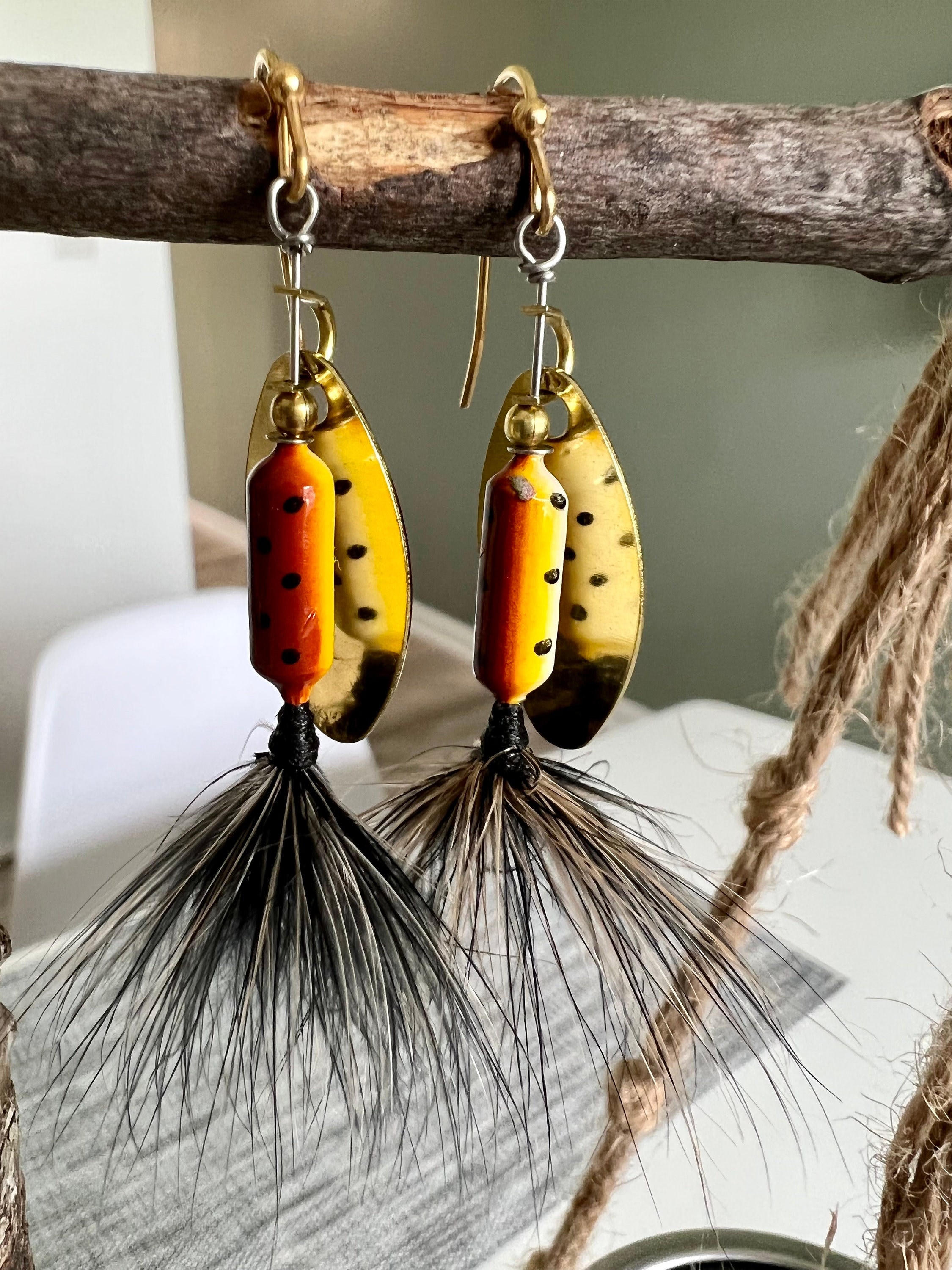 clip on fishing lure earrings Rooster Tail Spinner Bait Fishing Lure Earrings, 1/16 Oz, Lightweight