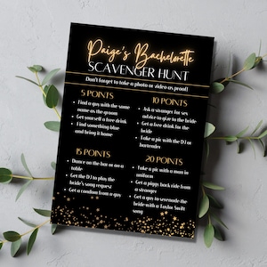 Bachelorette Party Scavenger Hunt, Editable Canva Template
