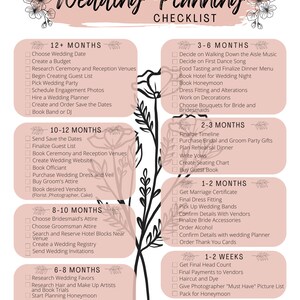 Printable Wedding Checklist - Etsy