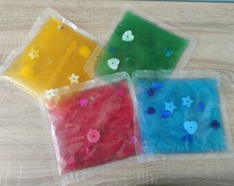 Set of 4 sensory pouches learn colors and numbers