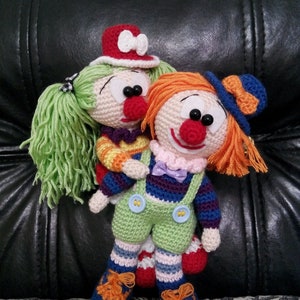 Clownkoppels voor meisjes en jongens, handgemaakt Amigurumi-speelgoed en decoratiefiguren - GRATIS en expresverzending internationaal