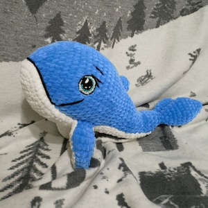 Big Blue Humpback Whale Handgemaakte Amigurumi Plushie Gehaakt Speelgoed - GRATIS en Express Shipping International