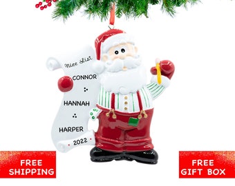 Santa's List Family Christmas Ornament, Personalized Santa Claus Ornament, Custom Ornament for Christmas Tree, Keepsake Gift with Name 2025