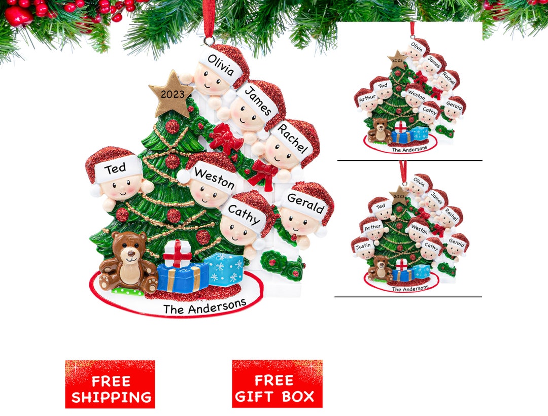 Peeking Family Christmas Ornaments 2023 Personalized Cute Large Family christmas-ornaments-2023-stained-glass-ornament-2023-etsy