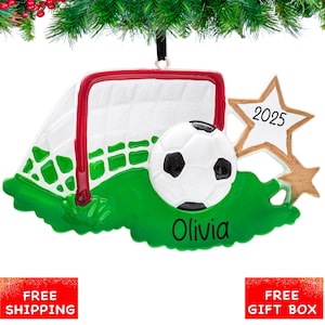 Personalized Soccer Ornament 2024 - Soccer Ball Christmas Ornament with Name - Custom Soccer Player Boy/Girl Team Christmas Keepsake Gift