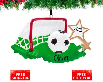 Personalized Soccer Ornament 2025 - Soccer Ball Christmas Ornament with Name - Custom Soccer Player Boy/Girl Team Christmas Keepsake Gift