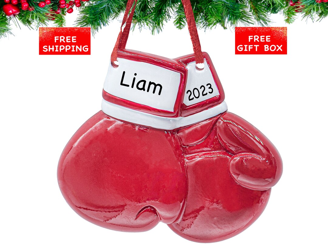 Boxing Ornament 2023, Personalized Boxing Gloves Christmas Ornament