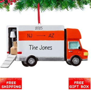 Personalized Moving Van Christmas Ornament 2025 | Moving Truck Xmas Tree Ornament | Custom Move in New Home / House / Apartment Gift