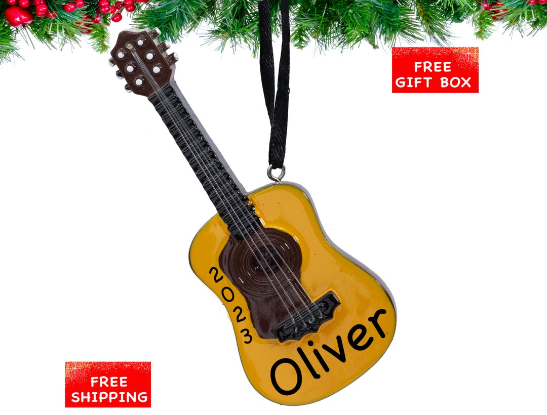 Personalized Acoustic Guitar Christmas Ornament 2023, Custom Acoustical