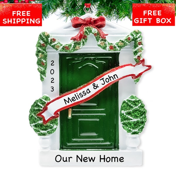Green Door First Home Ornament Etsy