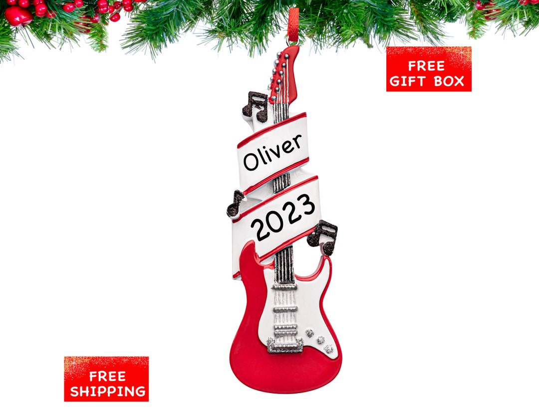 Personalized Electric Guitar Christmas Ornament 2023, Custom Musical