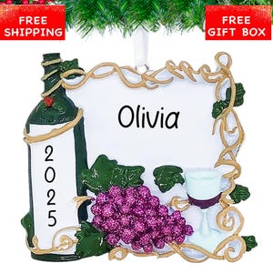 Wine Ornament 2024, Personalized Red Wine Christmas Ornament, Friends and Wine -Tuscany Bottle of Wine - Winery Ornament Keepsake