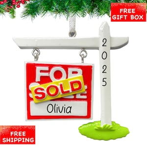 Personalized Real Estate Sold Christmas Ornament 2025 | Real Estate Agent Broker Ornament | Realtor First Home Property Management Gift