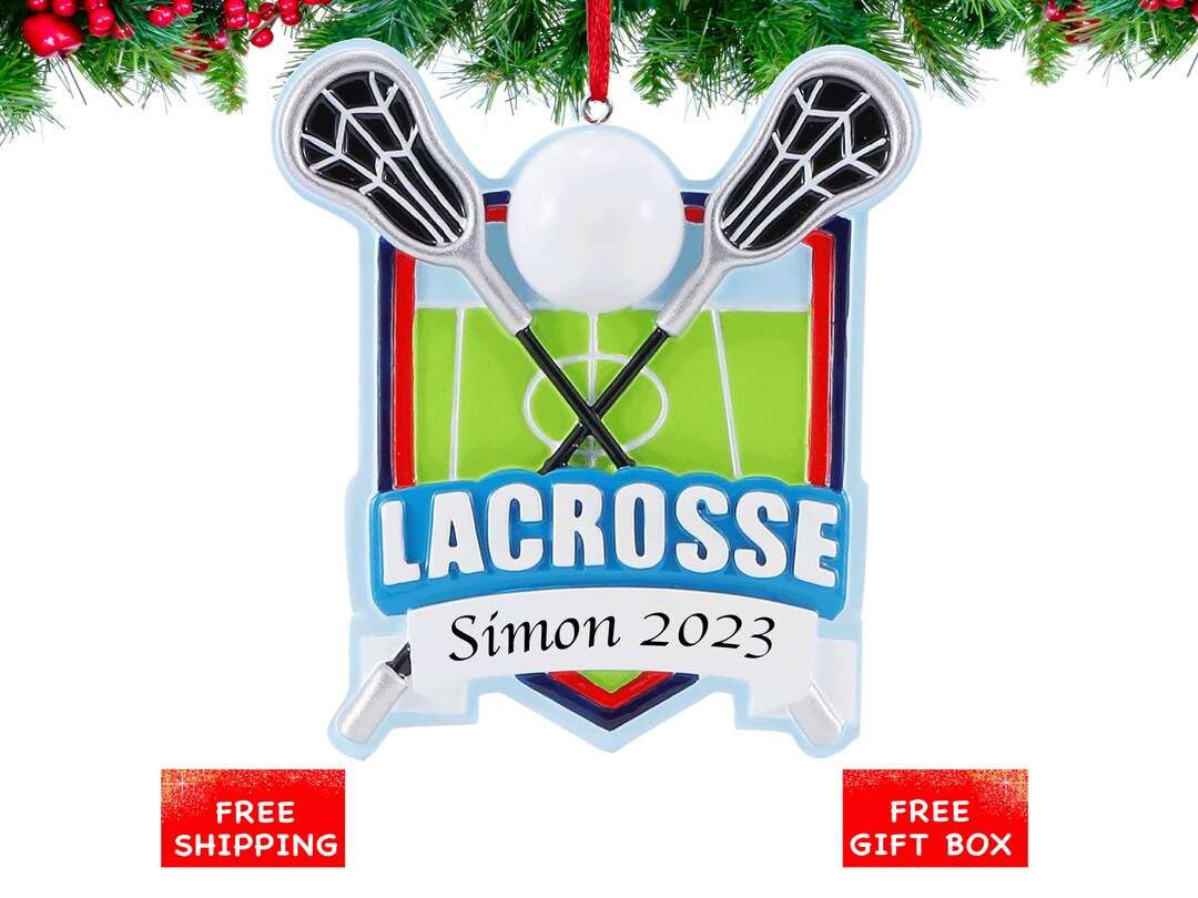 Personalized Lacrosse Christmas Ornament 2023 Lacrosse Stick & Ball