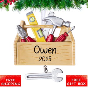 Personalized Tool Box Christmas Ornament 2026, Custom Handyman Ornament, Tool Set - Carpenter - Contractor Ornament, Gift for Husband
