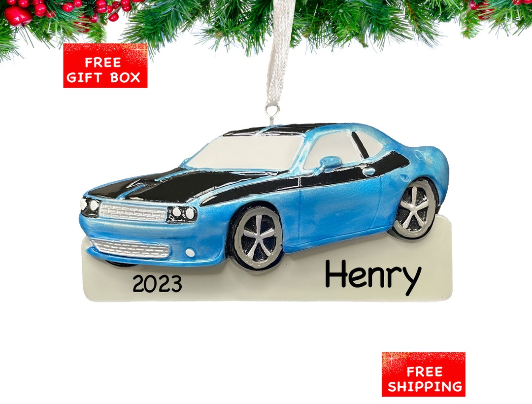 Personalized Muscle Car Christmas Ornament 2023 Blue American Muscle Automobile for Xmas Tree