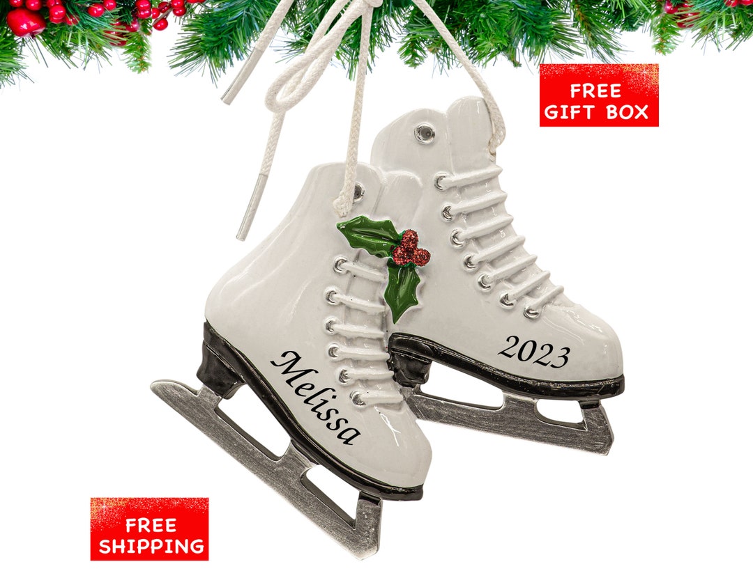 Ice Skate Ornament 2023, Personalized Ice Skating Christmas Ornament
