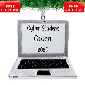 Laptop Ornament 2025, Personalized New Job Computer Christmas Ornament, Custom Working from Home - Virtual Learning Christmas Keepsake
