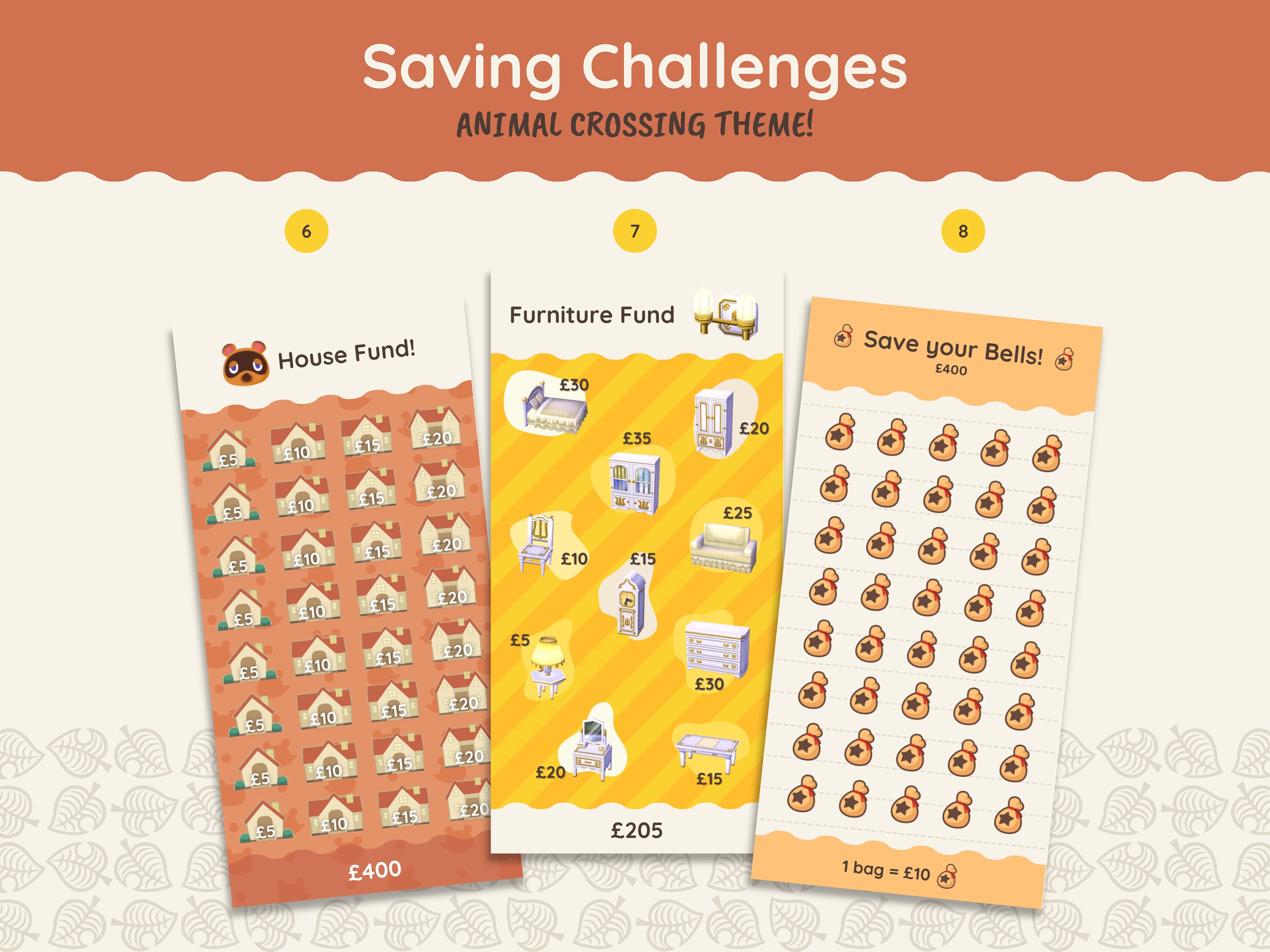Oops ACNH Themed Saving Challenge Cash Stuffing A6 Budget Etsy