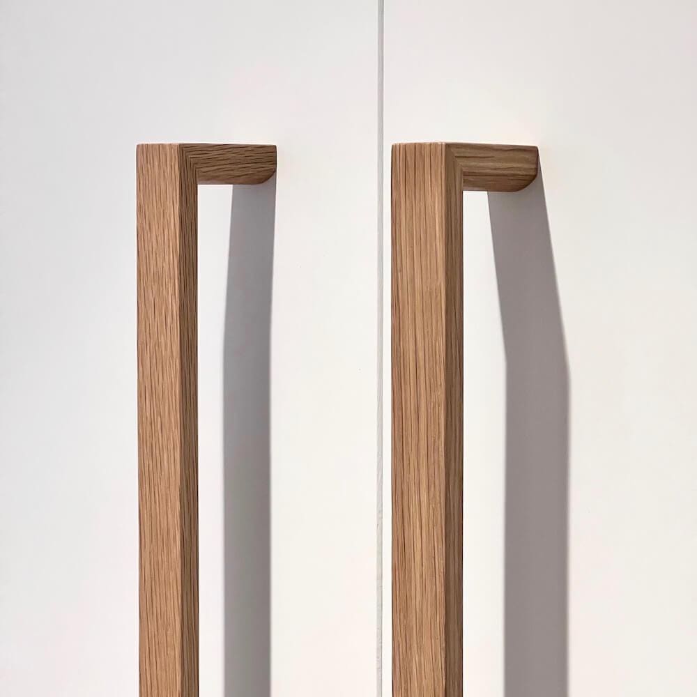 Wood Door Handle - Made From Solid North American White Oak and Walnut - Available in Clear Coat Finish and Matte Black Finish or Unfinished