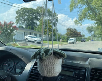Handmade crochet car plant hanger