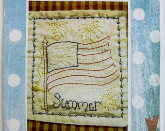 Summer Dishtowel wallhanging embroidery kit by Wildoberry Farm's