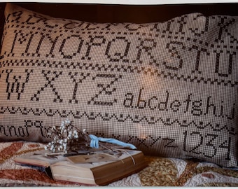 Back to School Cross Stitch pillow sham kit by Barb Adams