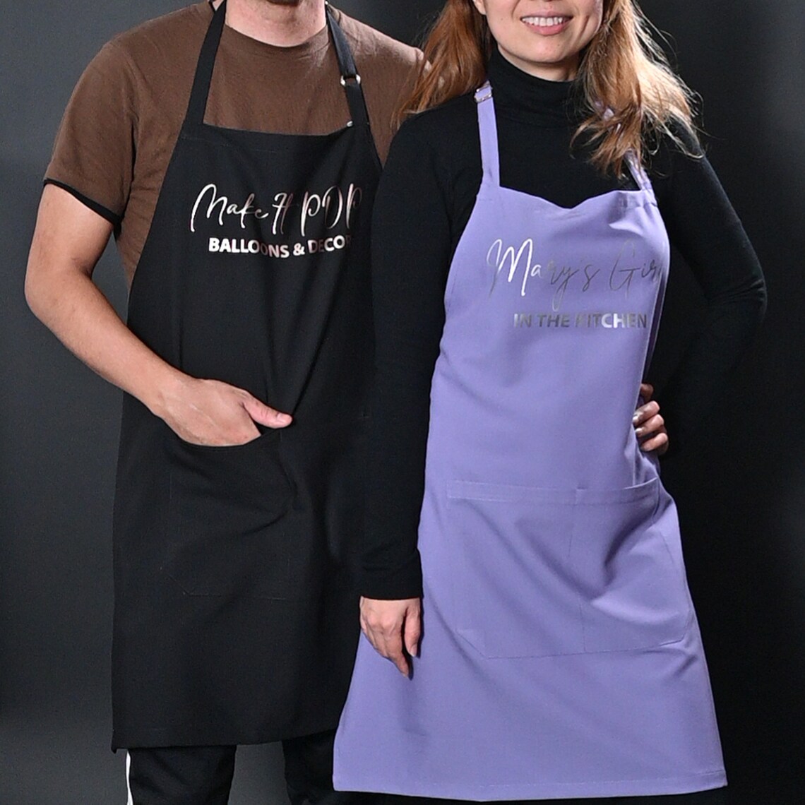 Metallic Apron Customize Text Rose Gold Metallic Apron, Hobby Apron, Gold Silver Color ...
