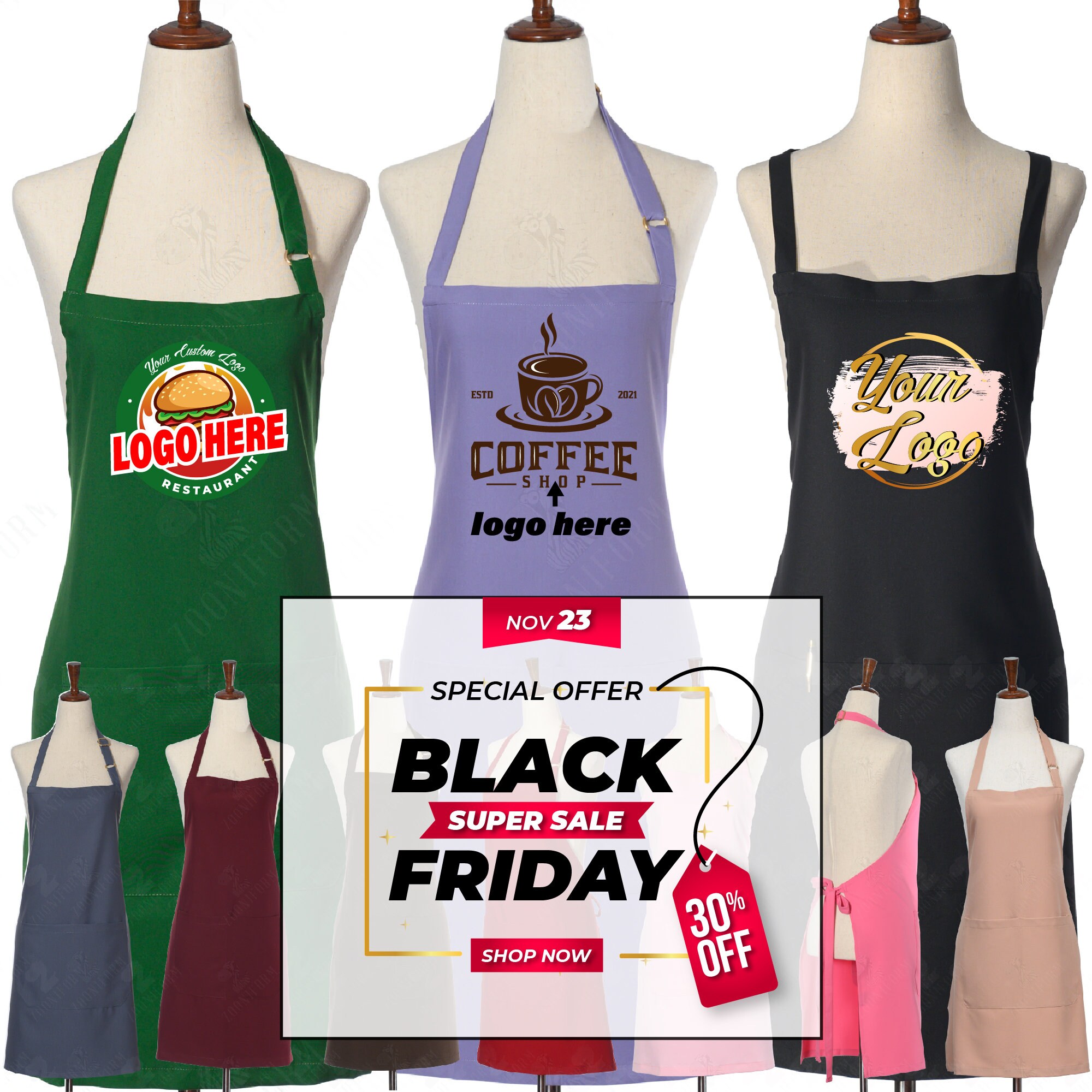 Custom Apron Custom Logo Apron Full Color Printing Logo Etsy